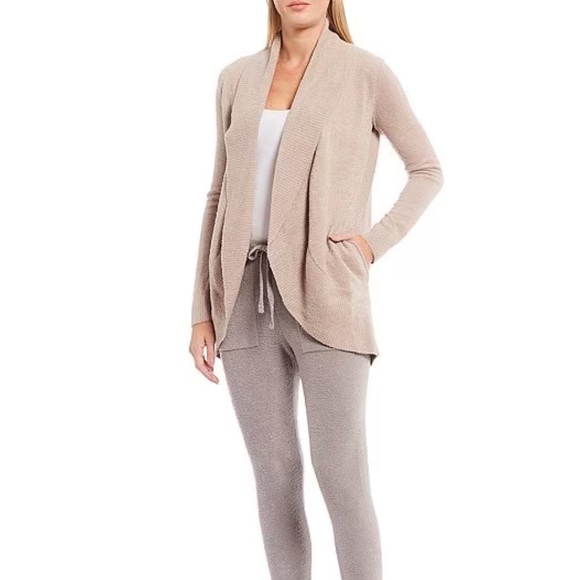 Barefoot Dreams Taupe Long Sleeve CozyChic Lite Circle Lounge Cardigan Sz M EUC - Picture 2 of 12